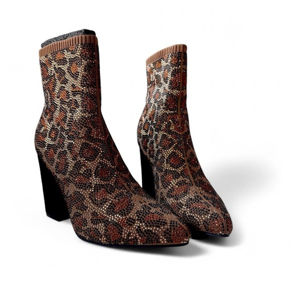 MIA Brown Marlena Leopard Spot Knit Boot 6.5 NWT - Picture 6 of 8
